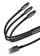 Кабель для зарядки телефона/ смартфона 3в1 Baseus USB-Micro+Lightning+Type-C 3.5А 1.5 м (CAMLTWJ-01), фото 5