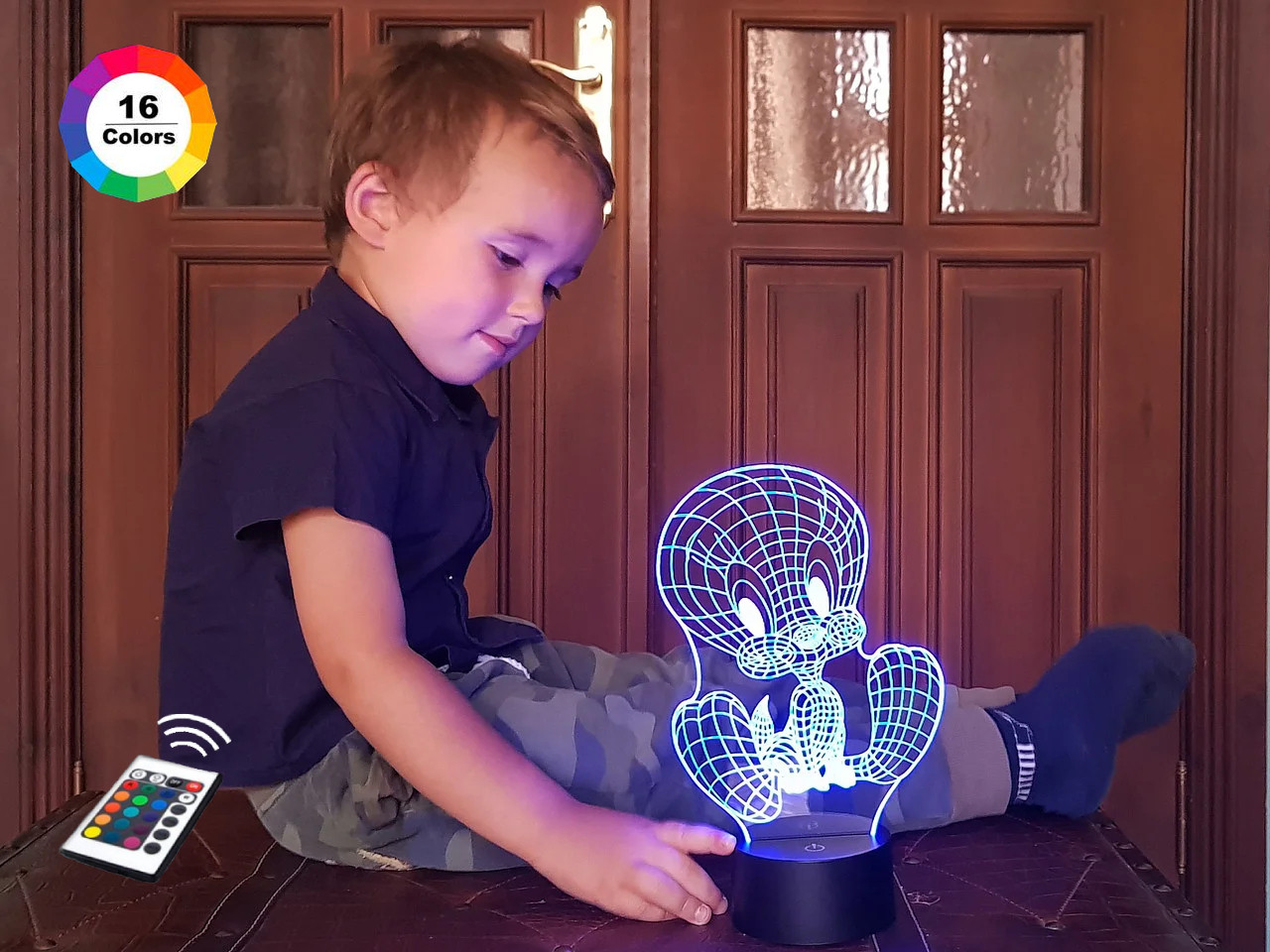 3D нічник "Твіті Пай" (ВОЛІЧЕННЕ ЗОБРАЖЕННЯ) подарункове паковання + 16 кольорів + пульт ДК + мережевий адаптер +, фото 1