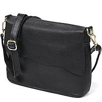 Невелика жіноча сумка через плече Vintage 20685 Чорна. Натуральна шкіра