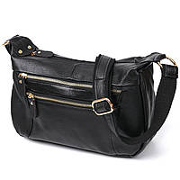 Жіноча сумка через плече Vintage 20686 Чорна. Натуральна шкіра
