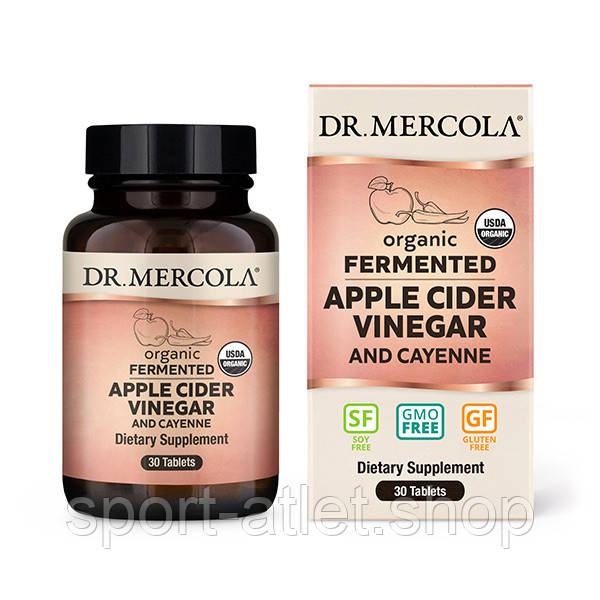 Натуральна добавка Dr. Mercola Fermented Apple Cider Vinegar and Cayenne, 30 таблеток, фото 1