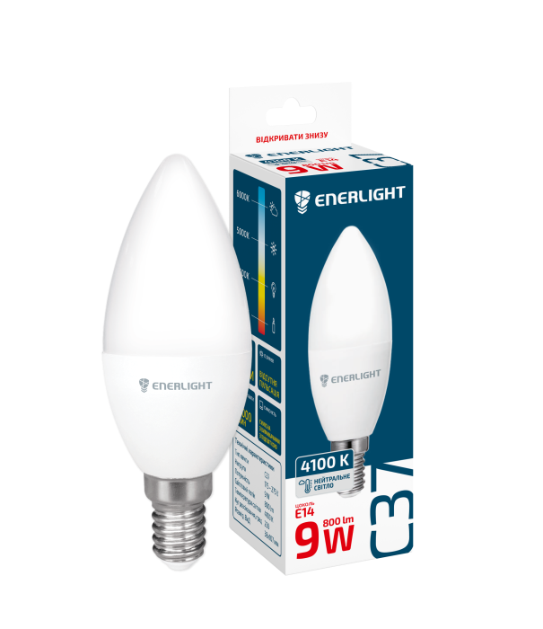 LED лампа світлодіодна ENERLIGHT C37 9Вт 4100K E14 (C37E149SMDNFR)