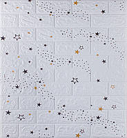 Декоративная 3D панель самоклейка под белый кирпич Звезды 700x770x5мм (021)
