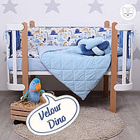 Стьобаний комплект в ліжечко Baby Veres Velour Dino 5 одиниць, фото 2