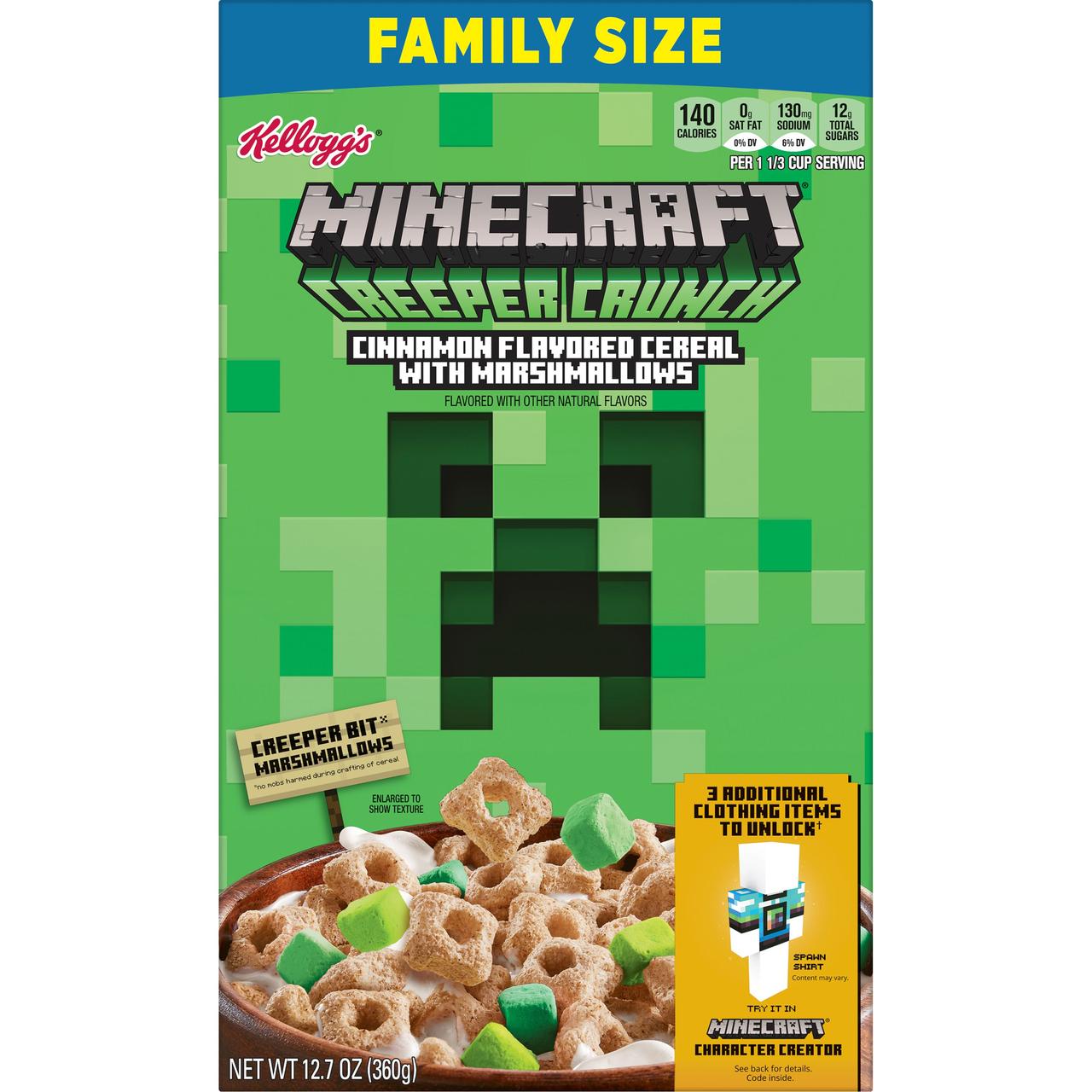 Пластівці kellogg's Minecraft Creeper Crunch Cinnamon with Marshmallows 360g