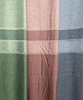 Шторна тканина Льон мішковина смужка Турецкі льняні штори у смужку зеленого темно сірого та коричневого кольору