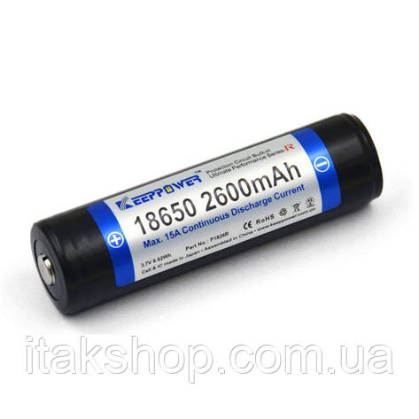 Акумулятор Li-ion Keeppower Samsung 18650 2600mAh з захистом, фото 2