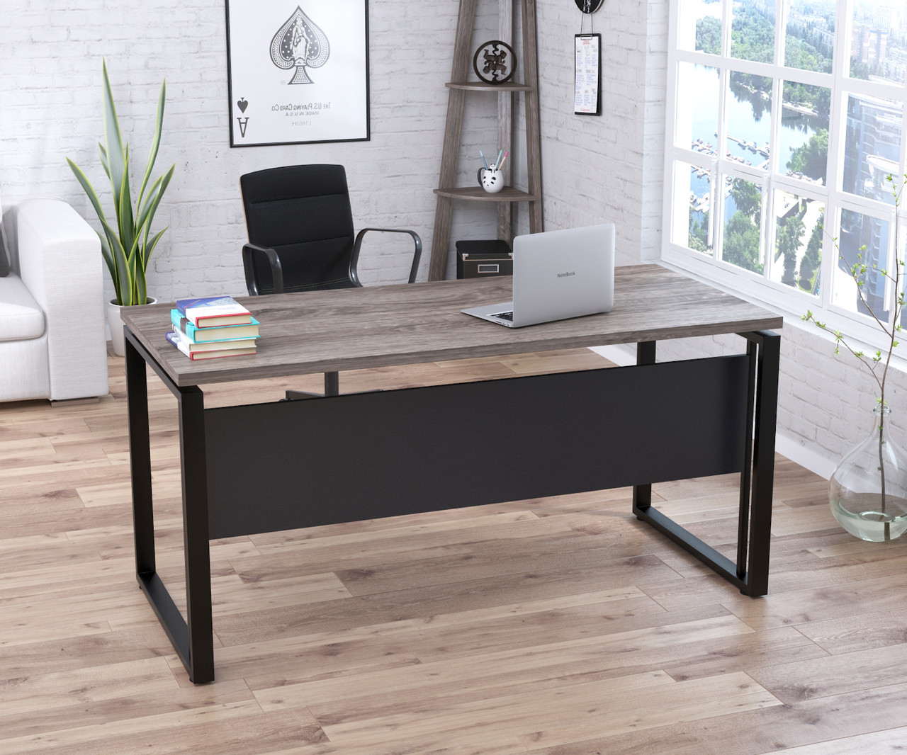 Письмовий стіл LD G-160-36 160х70х75 см Дуб палена. Комп'ютерний стіл для дому та офісу, фото 1