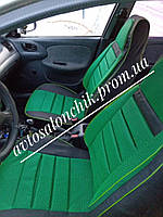 Чехлы сидений на Славуту ЗАЗ 1103 кожзаменитель с тканью ПИЛОТ зеленые
