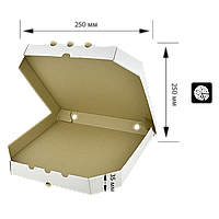 Коробка для піци 25 см біла 250х250х35 мм, фото 1