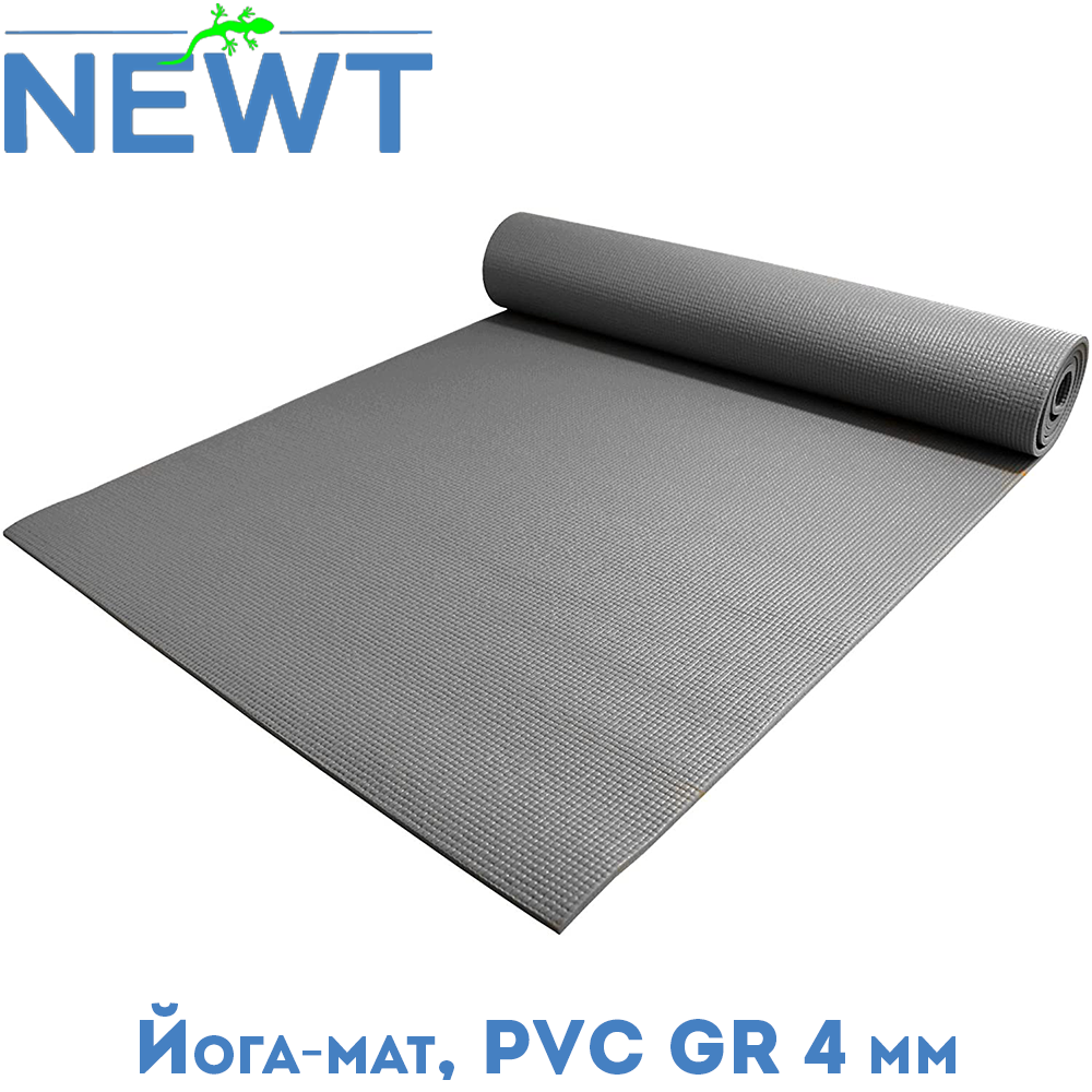 Килимок для фітнесу та йоги килимок для заняття фітнесом спортивний фітнес килимок з чохлом Newt PVC GR 4 мм сірий