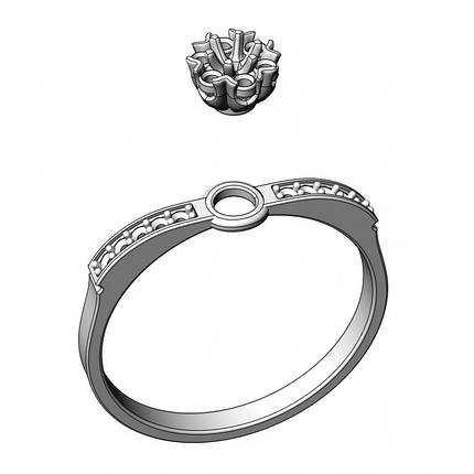 Кольцо помолвочное серебряное с бриллиантами, фото 3