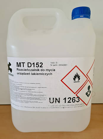 Розчинник MT D152 для поліефірних лаків, грунтів та миття інструментів (пневмо-розпилювачів), Vernitech, Польща, тара: 5 л., фото 1