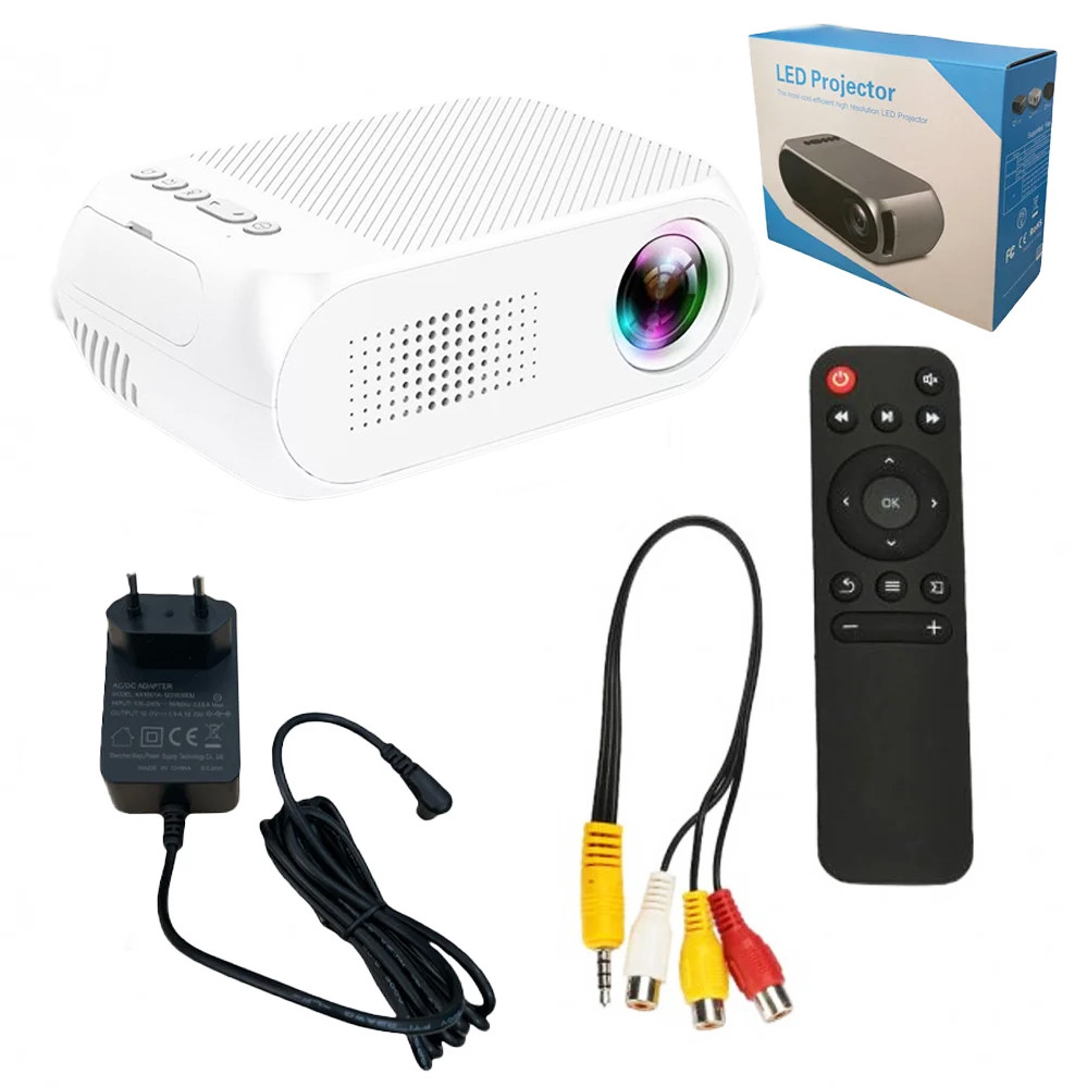 Портативний міні проектор Projector LED YG320 Mini білий з динаміком для дому лед проектор кишеньковий домашній, фото 1