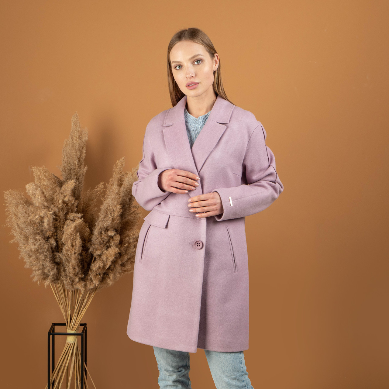 Кашемірове пальто жіноче демісезонне 48, 50, 52 лиловий