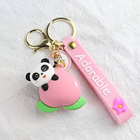 Брелок на рюкзак, ключи Панда с Розовым Яблочком и цветочком