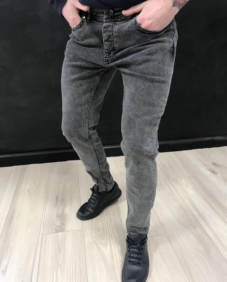 Чоловічі джинси батал сірого кольору великі розміри