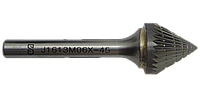 Борфреза, шарошка по металлу коническая 60° тип J 16x13x58x6
