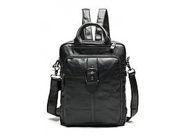 Сумка-рюкзак 2 в 1 чоловіча шкіряна вертикальна з хлястиком Vintage