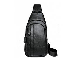 Чоловічий шкіряний чорний слінг на плече Tiding Bag