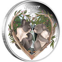 Серебряная монета "Любовь навсегда. Коалы"