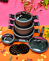 Набір кухонного посуду 12 предметів з мармуровим покриттям Edenberg (EB-5641) / Набір каструль, фото 3