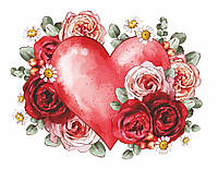 Декор стен Наклейки Цветы с любовью сердце акварельные розы День влюбленных Набор ХL 800х620 мм матовая