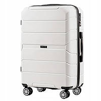 Валіза WINGS PP06 Поліпропілен на 4-х колесах, середня M Білий