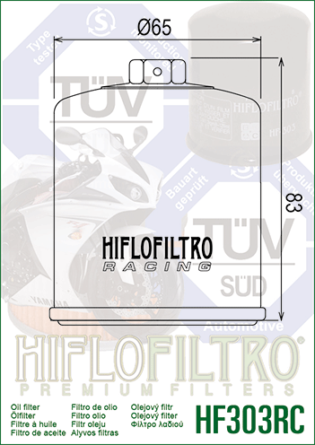 Фильтр масляный HIFLO FILTRO RACING (HF303RC) - фото 2 - id-p365291758