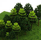 Дерева набір 9 шт., сосна розмір 5-11 см, для діорам, підставок, мініатюр, фото 6