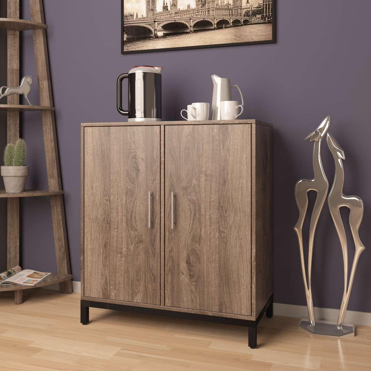 Тумба офісна L-800 80х40х90 см LD Дуб Палена. Тумбочка для дому та офісу на колесах, фото 1