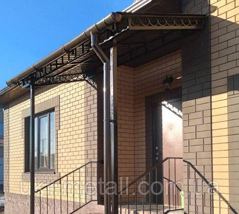 Козирок з металочерепиці (профлиста) над ганком металевий