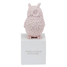 Дизайнерська статуетка "Owl" рожевий колір 29,5х12х12 см (полістоун)