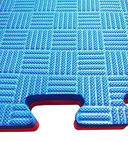 Мат татамі Eva-Line Extra Quality синій/сірий/червоний 100*100*3 см, плетінка, 120 кг/м3 Anti-Slide