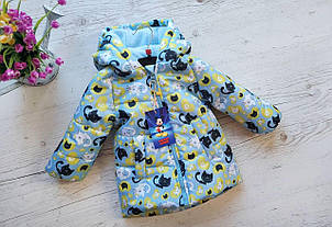 Детская демисезонная куртка для девочки Котята на рост 80 - 98 см