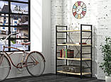 Стелаж офісний низький LD L-125 Дуб Палена чорний. Книжкова етажерка для будинку в стилі лофт, фото 4