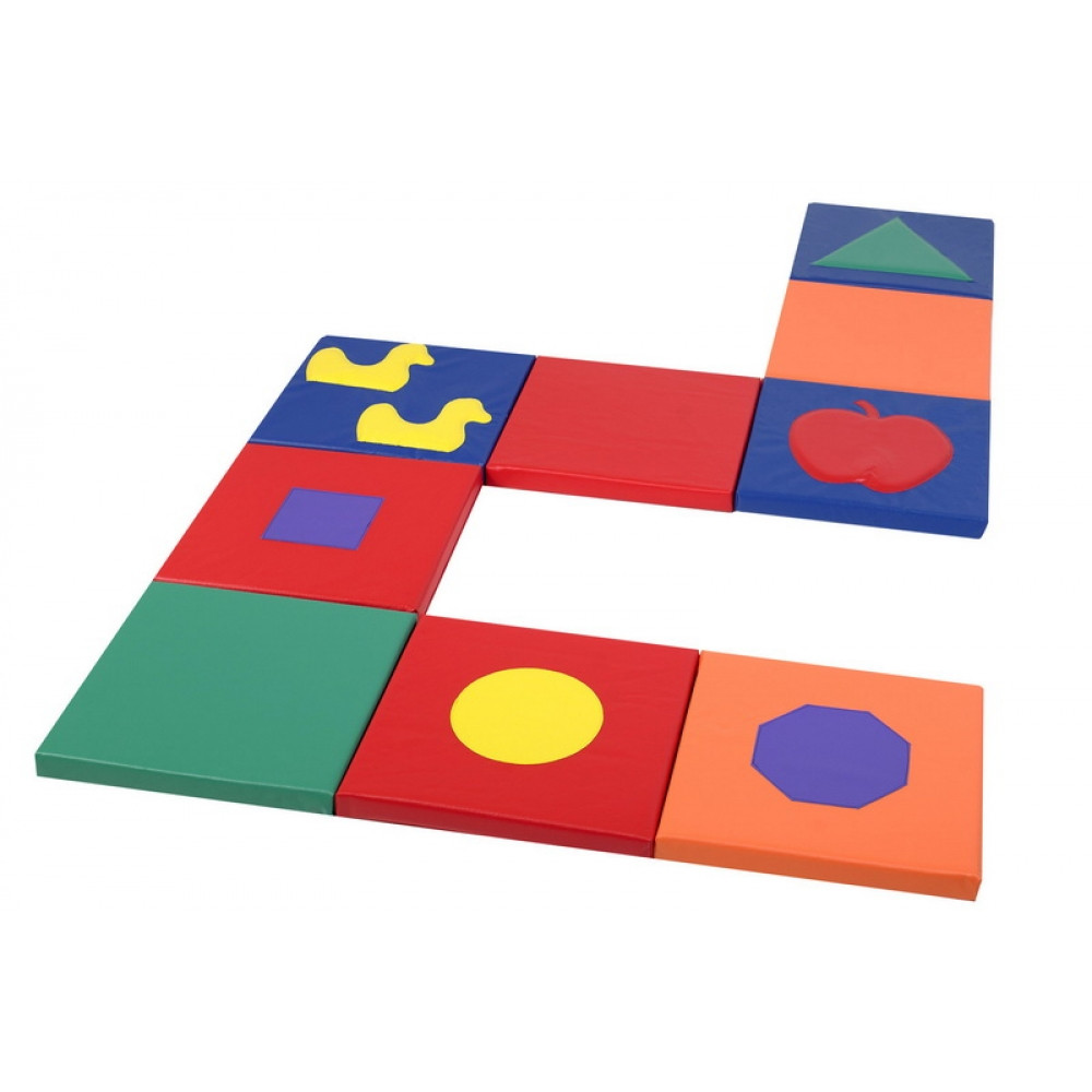 Дитячий сенсорний мат Квадратики шкірозамінник Різнобарвний 150х150х5 см (Тіа-sport ТМ)