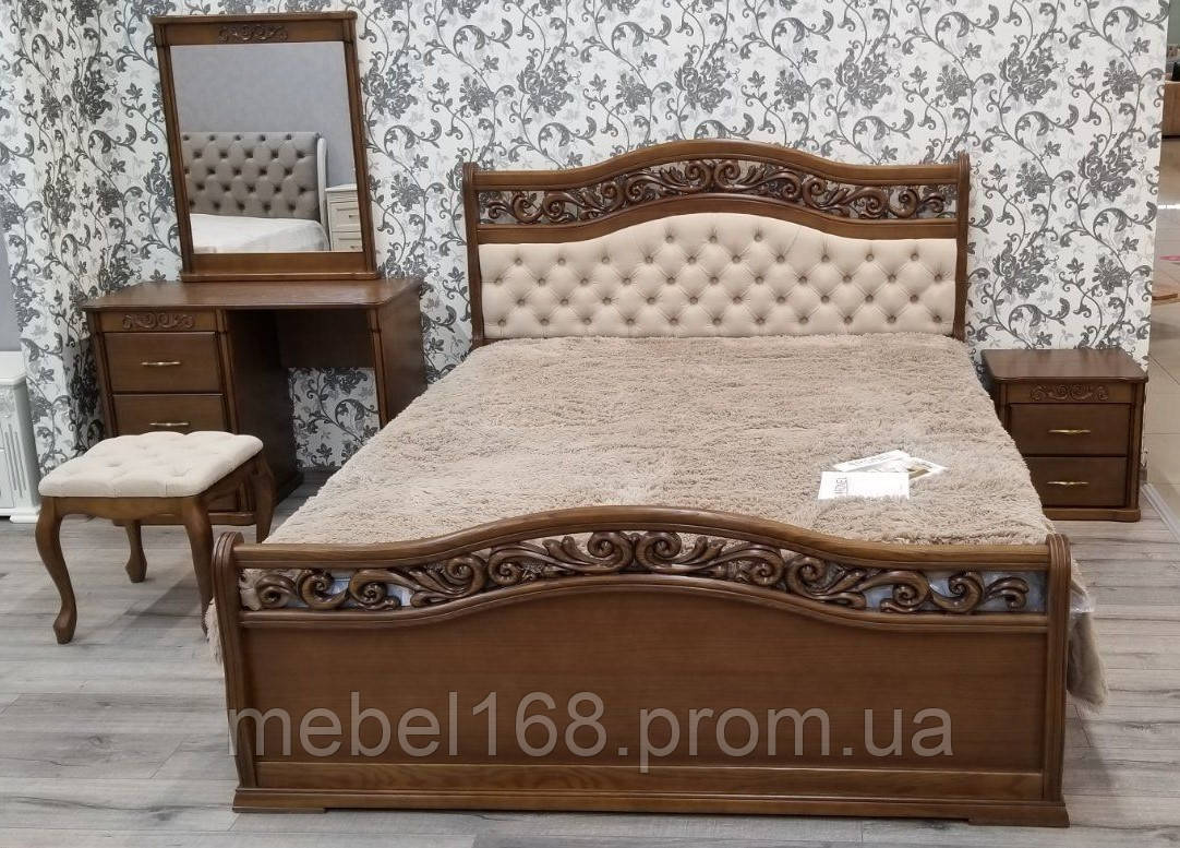 Дерев'яний спальний гарнітур Емілія з різьбленням
