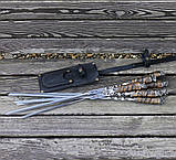 Подарунковий набір шампурів 6шт бронза в шкіряному чохлі, фото 3