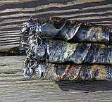Подарунковий набір шампурів у шкіряному сагайдаку з виделкою мельхіор, фото 7