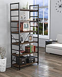 Стелаж офісний LD L-190 Венге Луїзіана чорний. Книжкова етажерка для будинку в стилі лофт, фото 3