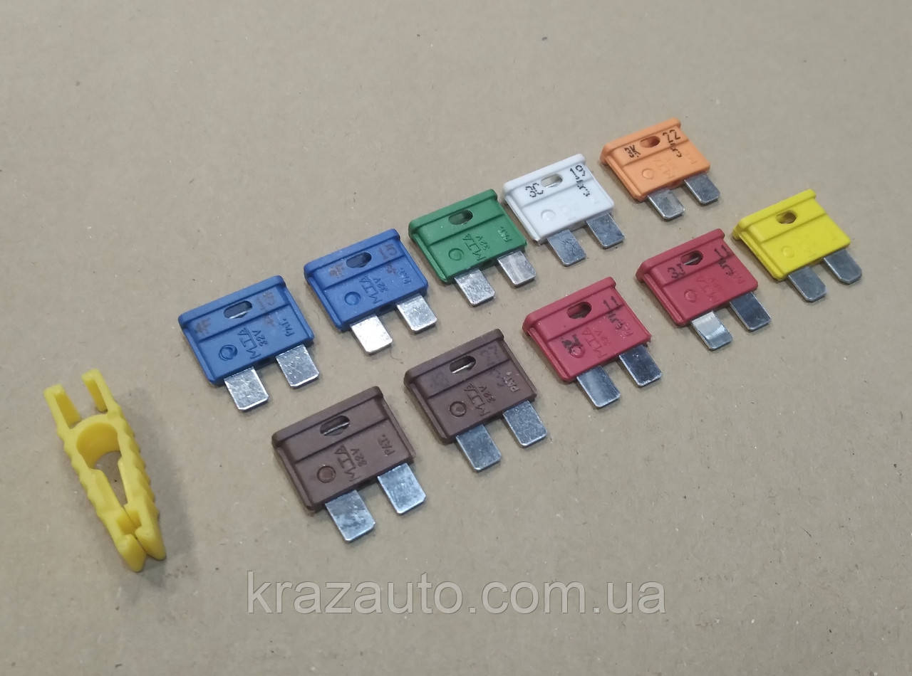 Запобіжник ножовий стандарт комп. 10 шт. з пінцетом (DECARO) DEC.FUSE KIT 03