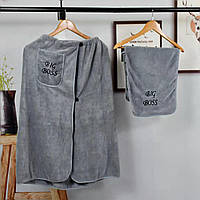 Комплект полотенец Банный мужской (микрофибра) серый