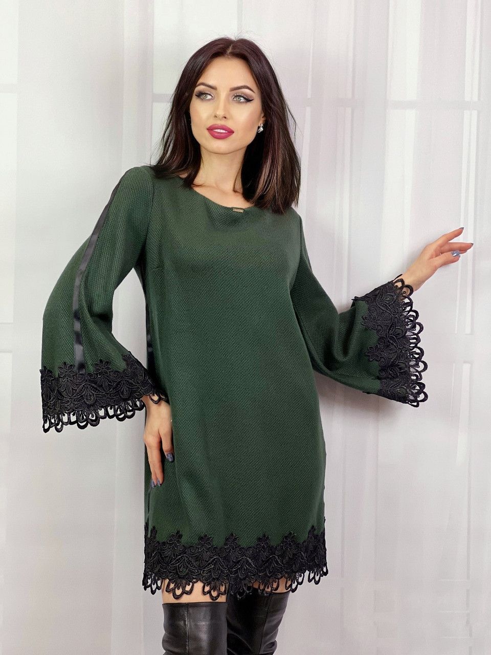 Жіноча сукня з вовни Poliit хакі 38/ M-L, фото 1