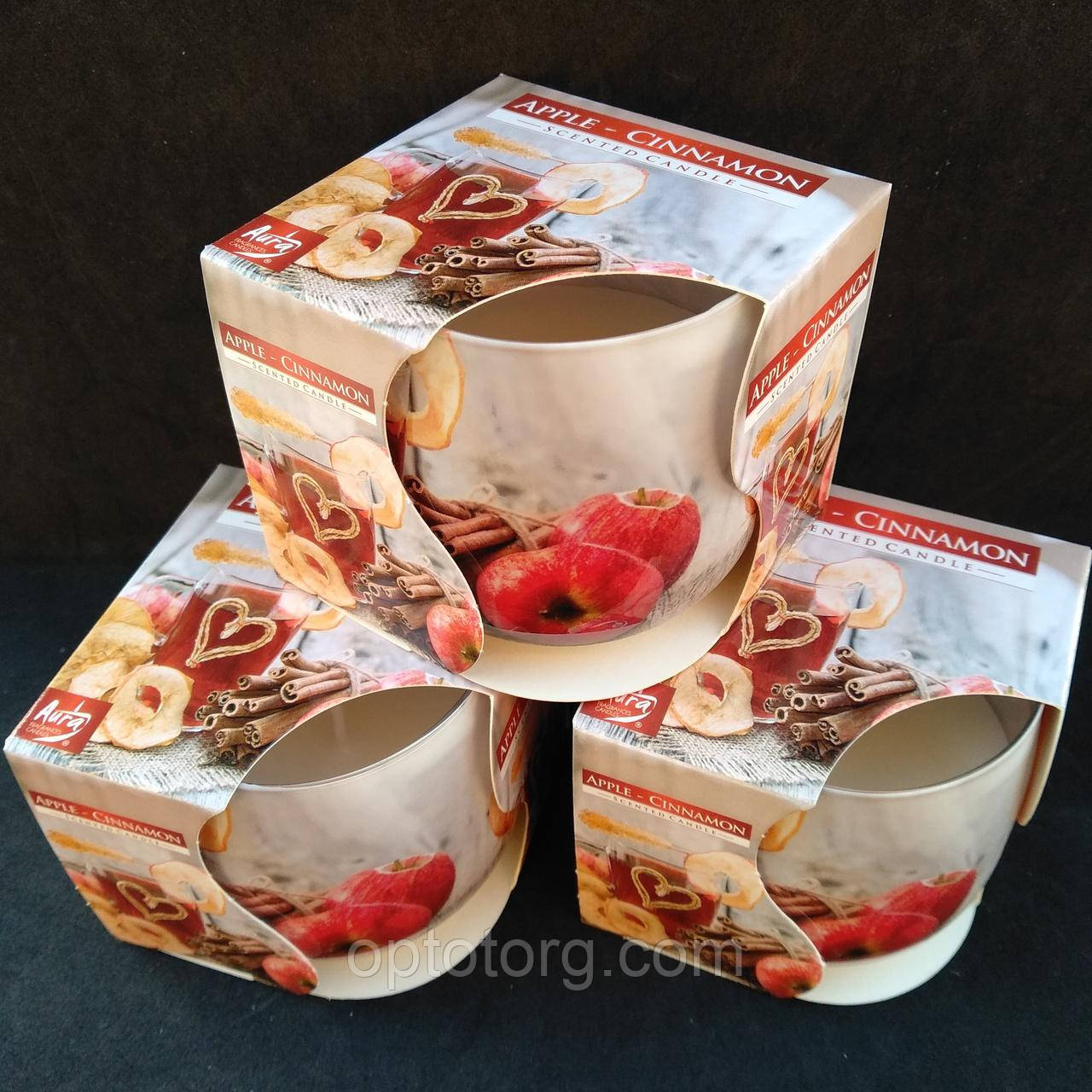 Свічки ароматизовані в склянках Bispol Польща Apple-Cinnamon