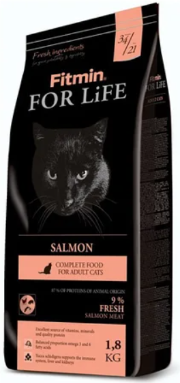 Fitmin cat For Life Salmon (Фитмин) Корм для кішок (лосось), 1,8 кг