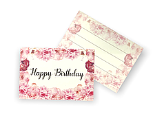 012 МІНІ-ЛИСТІВКА Happy Birthday - квіти (10*7 см)
