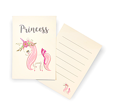 008 МІНІ-ЛИСТІВКА Princess - рожевий єдиноріг (10*7 см)