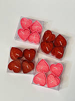 Набір Святкових Свічків у Формі Сердечко з Написом Love Романтика День Святого Валентина 4 шт. у Наборі