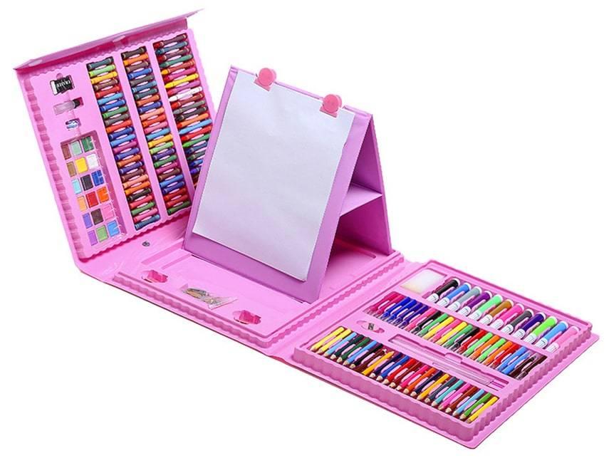 Детский набор для рисования, 208 предметов (розовый) - фото 1 - id-p1559797984